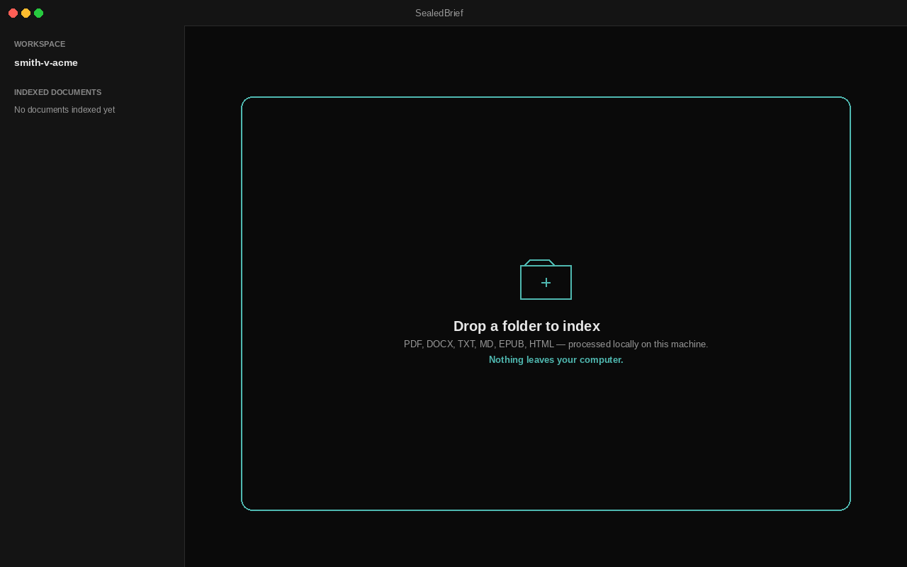 Screenshot: SealedBrief watching a documents folder being dragged in.